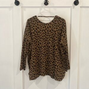 SHE & SKY leopard print long sleeve oversized top